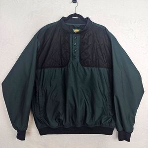 Cabela's Outdoor Shooting Pullover Windbreaker Sz Large Green & Black 4 Button